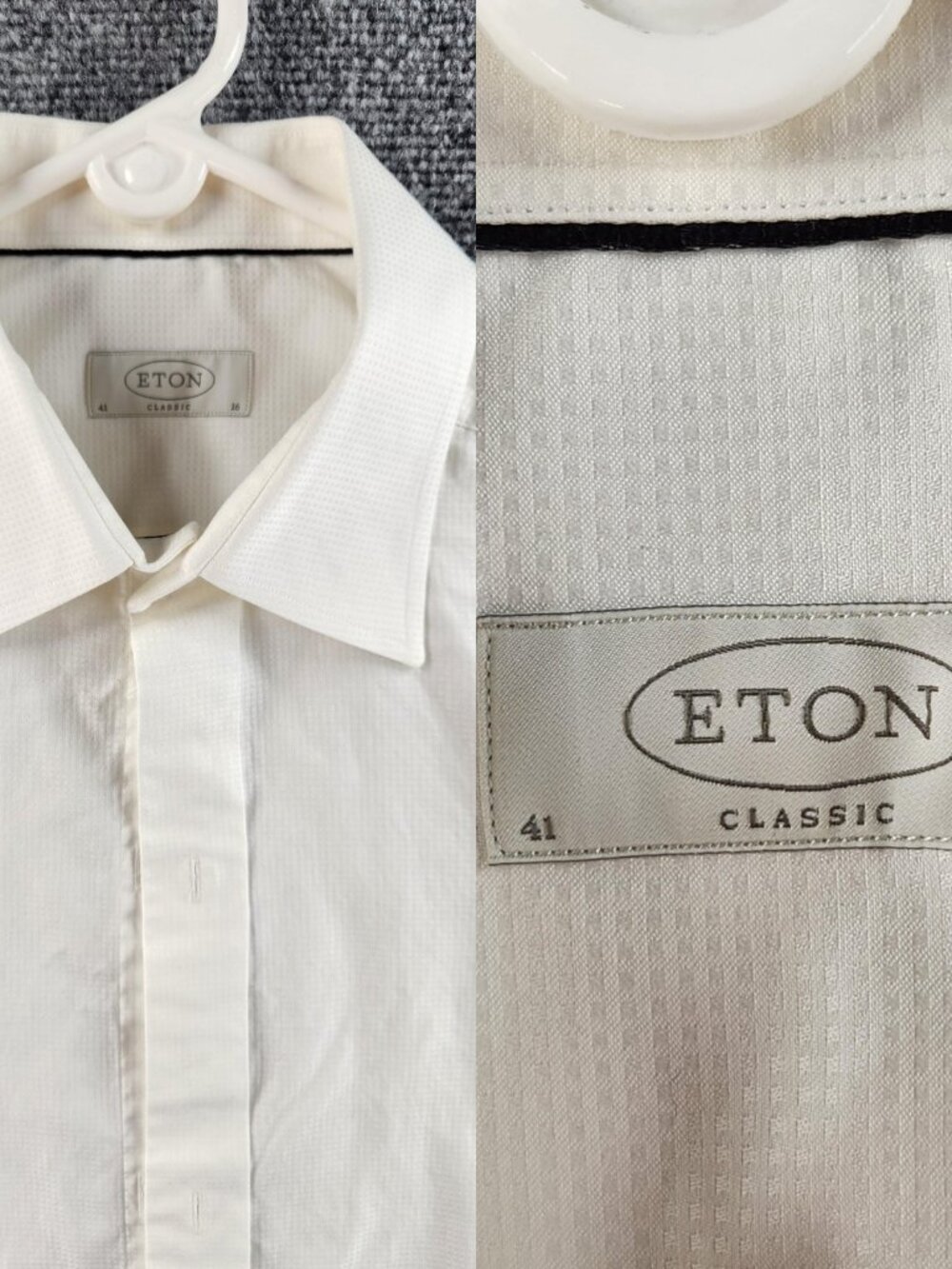 Eton Formal Dress Shirt White Check Point French Cuff Classic Cotton 16 White